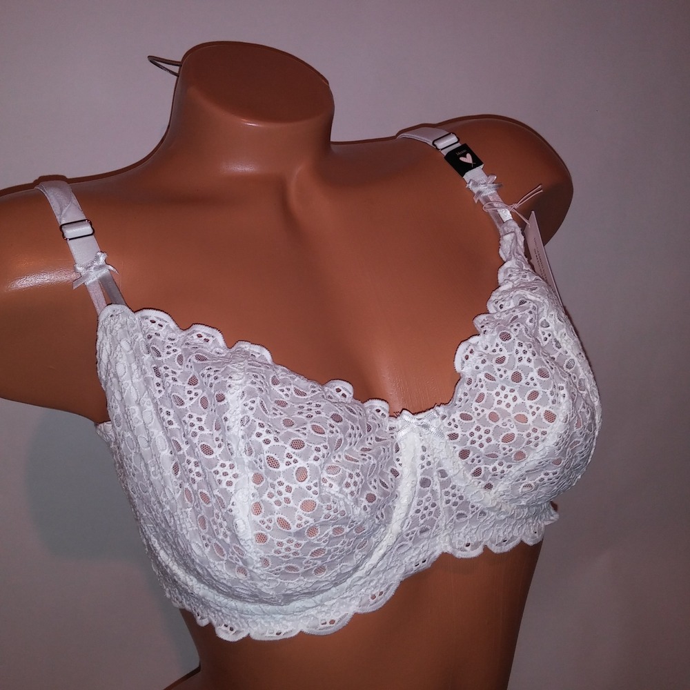 Victoria Secret Bra 34DDD Push Up Without Padding White Eyelet Dream Angels New